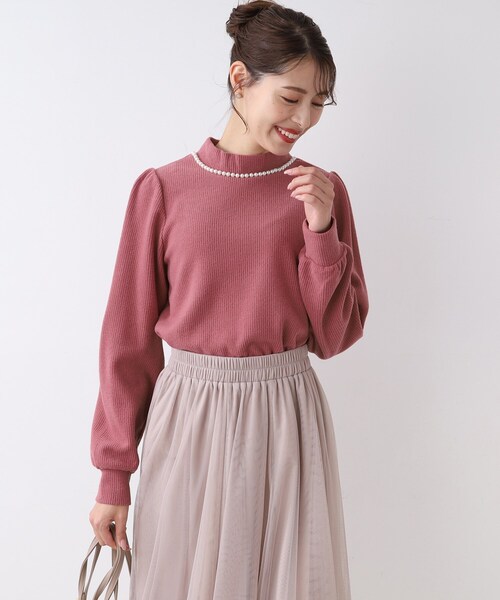 DRESKIP（ドレスキップ）の「◆パ－ル調付きサカリバ起毛プルオーバー（Tシャツ/カットソー・レディース・ブラック/ピンク系/ベージュ・02/03/04）」の3枚目の写真