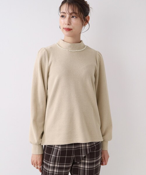 DRESKIP（ドレスキップ）の「◆パ－ル調付きサカリバ起毛プルオーバー（Tシャツ/カットソー・レディース・ブラック/ピンク系/ベージュ・02/03/04）」の4枚目の写真