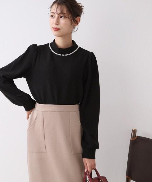 DRESKIP（ドレスキップ）の「◆パ－ル調付きサカリバ起毛プルオーバー（Tシャツ/カットソー・レディース・ブラック/ピンク系/ベージュ・02/03/04）」の10枚目の写真