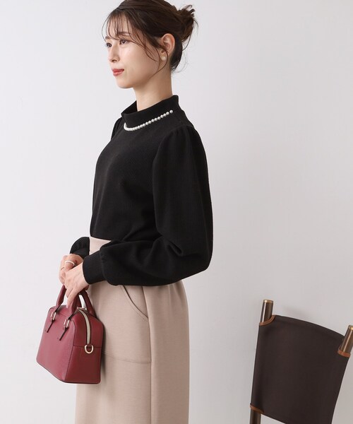 DRESKIP（ドレスキップ）の「◆パ－ル調付きサカリバ起毛プルオーバー（Tシャツ/カットソー・レディース・ブラック/ピンク系/ベージュ・02/03/04）」の11枚目の写真