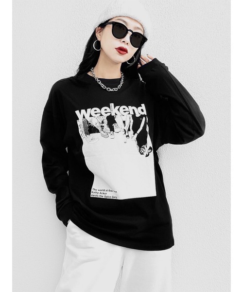 LVEU.（ラブユ.）の「Weekend logo long sleeve T-shirt / Weekendロゴ
