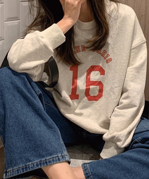 Chaco closet（チャコ クローゼット）の「ナンバリングスウェットプルオーバー（スウェット・レディース・ネイビー/ホワイト/アイボリー/グレー・FREE）」の3枚目の写真