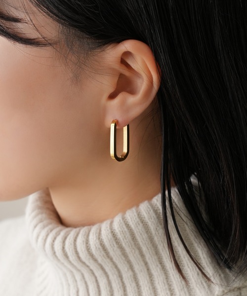 IAMUSE（アイアミューズ）の「金属アレルギー対応　オーバルフープピアス S0873【IAMUSE】（ピアス（両耳用）・レディース・ゴールド/シルバー・FREE）」の6枚目の写真