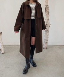 フェイクウールケープロングコート
