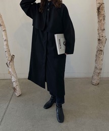 フェイクウールケープロングコート