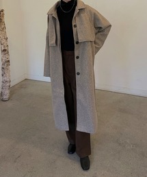 フェイクウールケープロングコート