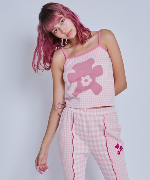Candy Stripper(キャンディストリッパー)の「FLOWER BEAR GINGHAM キャミソール(キャミソール・レディース・ライトピンク/ブラック/パープル・2)」の11枚目の写真