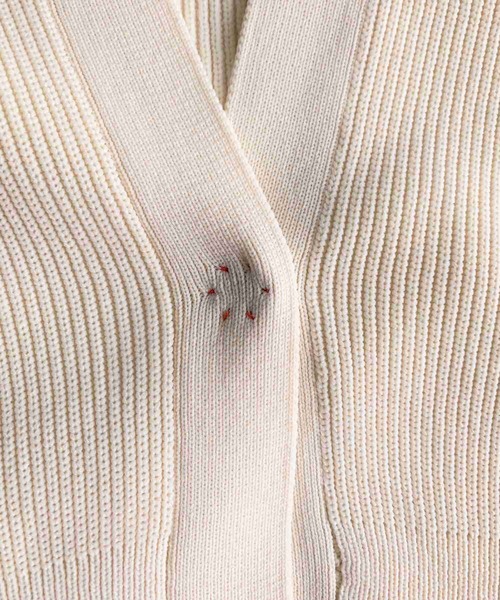 Q（キュー）の「片畦ドルマンカーデ（カーディガン/ボレロ・レディース・アイボリー/コーラル・MEDIUM）」の6枚目の写真