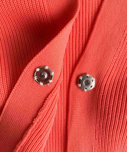 Q（キュー）の「片畦ドルマンカーデ（カーディガン/ボレロ・レディース・アイボリー/コーラル・MEDIUM）」の9枚目の写真