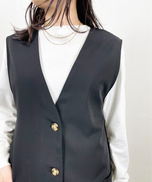 Meli rich(メリーリッチ)の「前後2WAYロングジレワンピース(ジャンパースカート・レディース・アイボリー/グレイッシュベージュ/カーキ/ブラック・MEDIUM)」の21枚目の写真