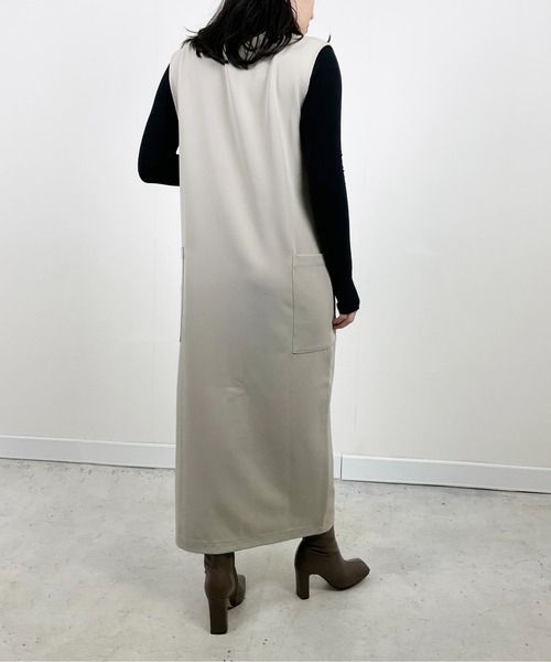 Meli rich(メリーリッチ)の「前後2WAYロングジレワンピース(ジャンパースカート・レディース・アイボリー/グレイッシュベージュ/カーキ/ブラック・MEDIUM)」の18枚目の写真