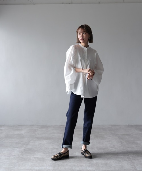 HERENCIA（ヘレンチア）の「2WAY袖スリット ギャザーショルダー デザインブラウス（シャツ/ブラウス・レディース・ブラック系その他/イエロー/ブラック/ホワイト/ブルー系その他・MEDIUM）」の9枚目の写真