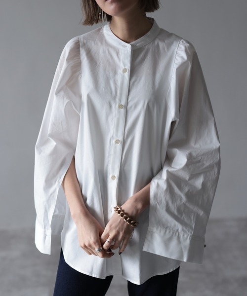 HERENCIA（ヘレンチア）の「2WAY袖スリット ギャザーショルダー デザインブラウス（シャツ/ブラウス・レディース・ブラック系その他/イエロー/ブラック/ホワイト/ブルー系その他・MEDIUM）」の10枚目の写真