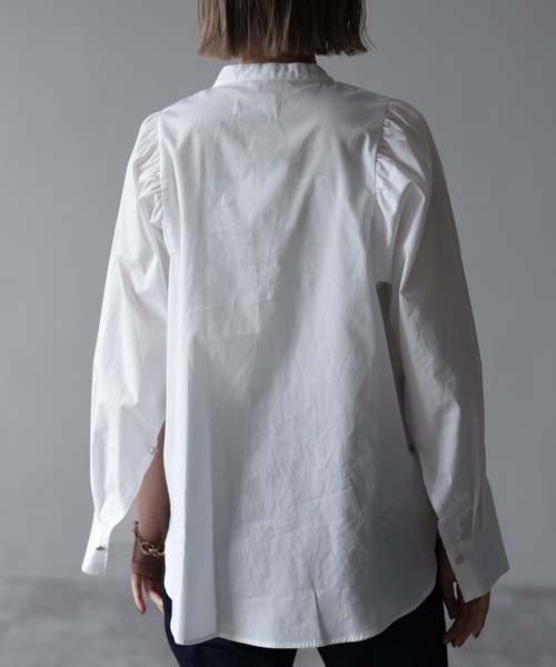 HERENCIA（ヘレンチア）の「2WAY袖スリット ギャザーショルダー デザインブラウス（シャツ/ブラウス・レディース・ブラック系その他/イエロー/ブラック/ホワイト/ブルー系その他・MEDIUM）」の12枚目の写真