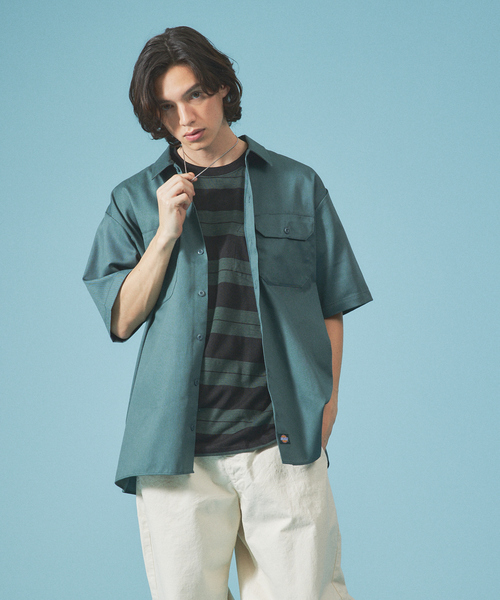 Dickies(ディッキーズ)の「Dickies short sleeve shirt/半袖ワークシャツ(シャツ/ブラウス・メンズ・オレンジ/ブラック/チャコールグレー/ダークネイビー/グリーン/ベージュ/グリーン系その他・M/L/XL)」の4枚目の写真