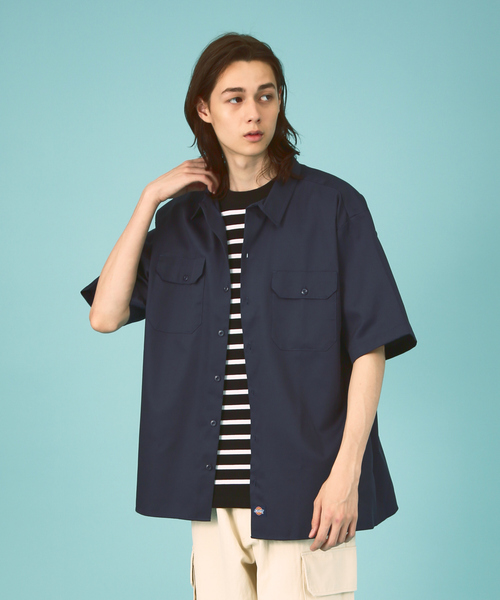 Dickies(ディッキーズ)の「Dickies short sleeve shirt/半袖ワークシャツ(シャツ/ブラウス・メンズ・オレンジ/ブラック/チャコールグレー/ダークネイビー/グリーン/ベージュ/グリーン系その他・M/L/XL)」の6枚目の写真