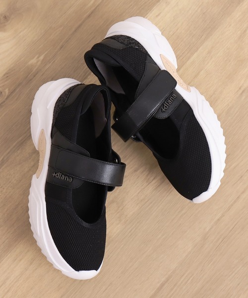 +diana ベルクロメッシュスニーカー　スポーツサンダル　ブラック　24.5 diana（プラスダイアナ）の「ベルクロメッシュスニーカー