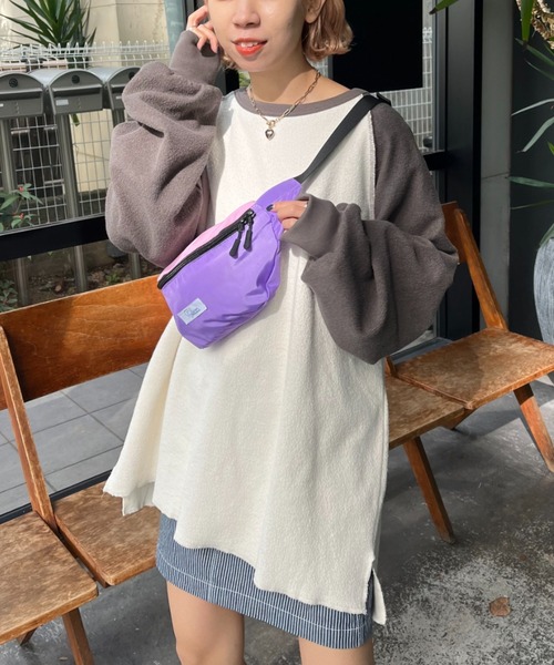 CIAOPANIC(チャオパニック)の「配色ラグランオーバースウェット(スウェット・レディース・チャコールグレー/イエロー/グリーン・FREE)」の12枚目の写真