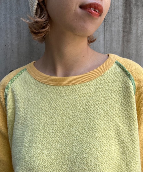 CIAOPANIC(チャオパニック)の「配色ラグランオーバースウェット(スウェット・レディース・チャコールグレー/イエロー/グリーン・FREE)」の10枚目の写真