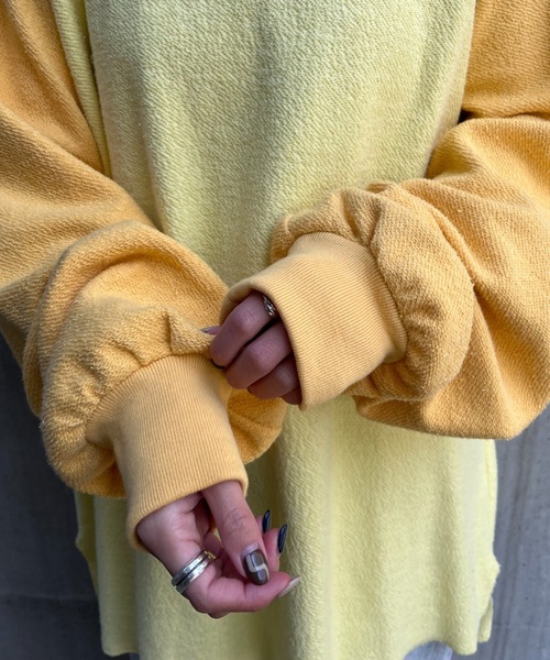 CIAOPANIC(チャオパニック)の「配色ラグランオーバースウェット(スウェット・レディース・チャコールグレー/イエロー/グリーン・FREE)」の18枚目の写真