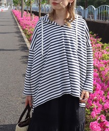 AMERICAN HOLIC | フード付きボーダーチュニック(チュニック)