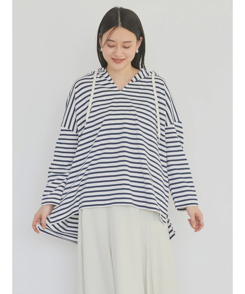 AMERICAN HOLIC（アメリカンホリック）の「フード付きボーダーチュニック（チュニック・レディース・ホワイト系その他4/ブルー系その他2・M/L）」の17枚目の写真