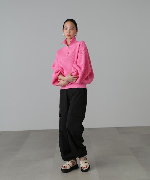 FREE'S MART(フリーズマート)の「◆ミドル丈ハーフZIPニット(ニット/セーター・レディース・ホワイト/ブラック/ピンク・FREE)」の21枚目の写真