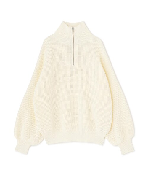 FREE'S MART(フリーズマート)の「◆ミドル丈ハーフZIPニット(ニット/セーター・レディース・ホワイト/ブラック/ピンク・FREE)」の2枚目の写真