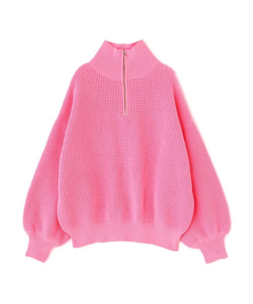 FREE'S MART(フリーズマート)の「◆ミドル丈ハーフZIPニット(ニット/セーター・レディース・ホワイト/ブラック/ピンク・FREE)」の1枚目の写真