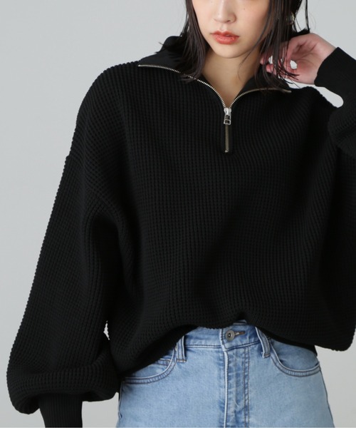 FREE'S MART(フリーズマート)の「◆ミドル丈ハーフZIPニット(ニット/セーター・レディース・ホワイト/ブラック/ピンク・FREE)」の14枚目の写真