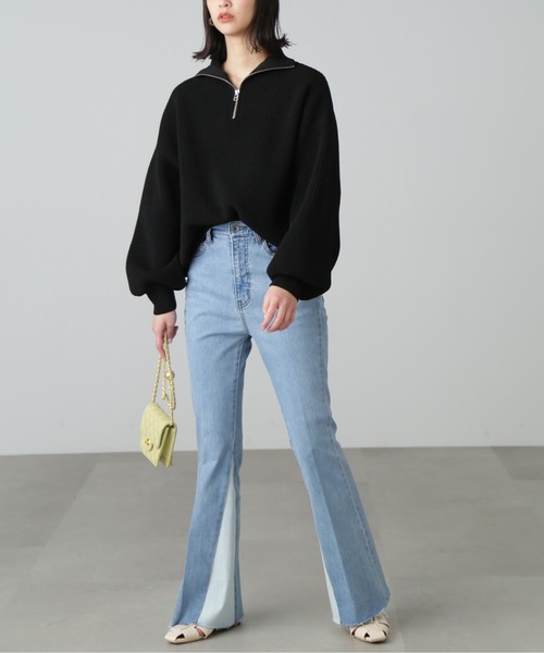 FREE'S MART(フリーズマート)の「◆ミドル丈ハーフZIPニット(ニット/セーター・レディース・ホワイト/ブラック/ピンク・FREE)」の17枚目の写真