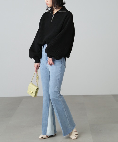 FREE'S MART(フリーズマート)の「◆ミドル丈ハーフZIPニット(ニット/セーター・レディース・ホワイト/ブラック/ピンク・FREE)」の6枚目の写真