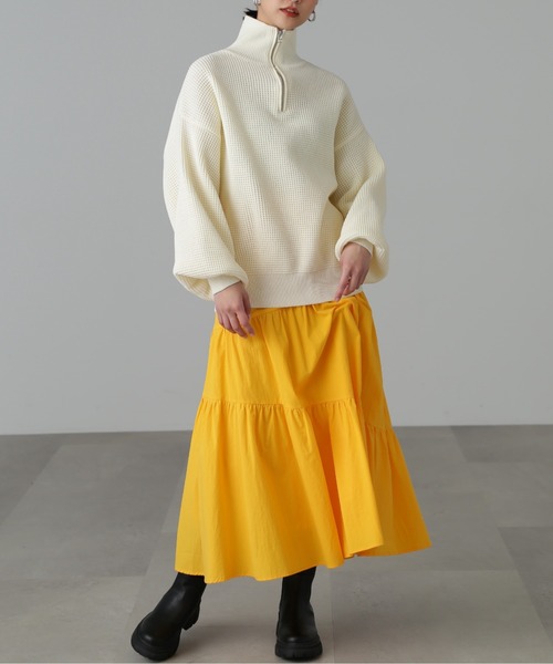 FREE'S MART(フリーズマート)の「◆ミドル丈ハーフZIPニット(ニット/セーター・レディース・ホワイト/ブラック/ピンク・FREE)」の10枚目の写真