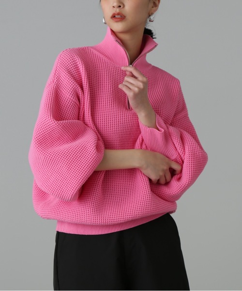 FREE'S MART(フリーズマート)の「◆ミドル丈ハーフZIPニット(ニット/セーター・レディース・ホワイト/ブラック/ピンク・FREE)」の16枚目の写真