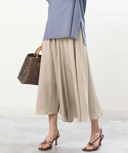 MK MICHEL KLEIN（エムケーミッシェルクラン）の「サテンガウチョパンツ/洗える（その他パンツ・レディース・ライトベージュ/ブルー/ダークグレー/ミント/モカ/パープル/カーキ/ライトブルー/ベージュ/ピンクベージュ・38）」の4枚目の写真