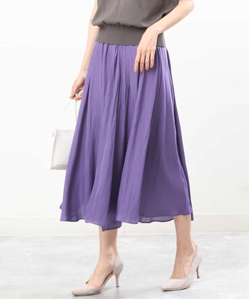 MK MICHEL KLEIN（エムケーミッシェルクラン）の「サテンガウチョパンツ/洗える（その他パンツ・レディース・ライトベージュ/ブルー/ダークグレー/ミント/モカ/パープル/カーキ/ライトブルー/ベージュ/ピンクベージュ・38）」の9枚目の写真