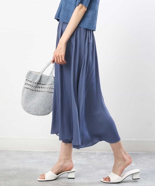 MK MICHEL KLEIN（エムケーミッシェルクラン）の「サテンガウチョパンツ/洗える（その他パンツ・レディース・ライトベージュ/ブルー/ダークグレー/ミント/モカ/パープル/カーキ/ライトブルー/ベージュ/ピンクベージュ・38）」の8枚目の写真