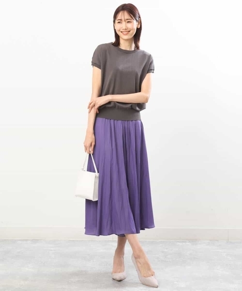 MK MICHEL KLEIN（エムケーミッシェルクラン）の「サテンガウチョパンツ/洗える（その他パンツ・レディース・ライトベージュ/ブルー/ダークグレー/ミント/モカ/パープル/カーキ/ライトブルー/ベージュ/ピンクベージュ・38）」の14枚目の写真