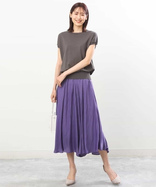 MK MICHEL KLEIN（エムケーミッシェルクラン）の「サテンガウチョパンツ/洗える（その他パンツ・レディース・ライトベージュ/ブルー/ダークグレー/ミント/モカ/パープル/カーキ/ライトブルー/ベージュ/ピンクベージュ・38）」の15枚目の写真