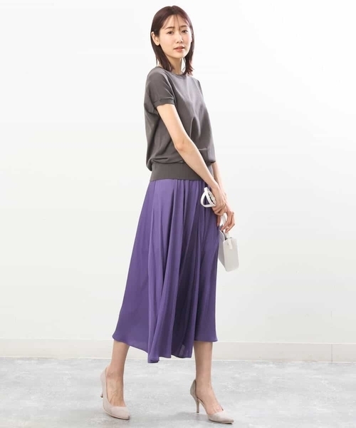 MK MICHEL KLEIN（エムケーミッシェルクラン）の「サテンガウチョパンツ/洗える（その他パンツ・レディース・ライトベージュ/ブルー/ダークグレー/ミント/モカ/パープル/カーキ/ライトブルー/ベージュ/ピンクベージュ・38）」の16枚目の写真