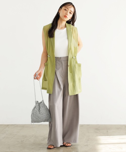 GeeRA（ジーラ）の「ハイウエストタックデザインスラックスパンツ（スラックス・レディース・アイボリー/ブラック/グレー・SMALL/MEDIUM/LARGE）」の20枚目の写真