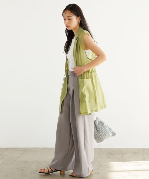 GeeRA（ジーラ）の「ハイウエストタックデザインスラックスパンツ（スラックス・レディース・アイボリー/ブラック/グレー・SMALL/MEDIUM/LARGE）」の22枚目の写真