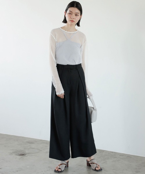 GeeRA（ジーラ）の「ハイウエストタックデザインスラックスパンツ（スラックス・レディース・アイボリー/ブラック/グレー・SMALL/MEDIUM/LARGE）」の14枚目の写真