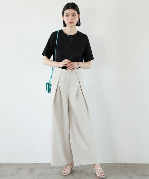 GeeRA（ジーラ）の「ハイウエストタックデザインスラックスパンツ（スラックス・レディース・アイボリー/ブラック/グレー・SMALL/MEDIUM/LARGE）」の8枚目の写真