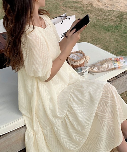 PRIVATE  BEACH（プライベートビーチ）の「シアーティアードロングワンピース（ワンピース・レディース・オフホワイト/イエロー/ブルー/ミント/ブラック・L/M）」の15枚目の写真