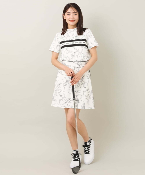 a.v.v（アーヴェヴェ）の「レディースゴルフウエア　フラワーモチーフプリントタイトスカート（スカート・レディース・ホワイト/ブラック・36/38/40）」の3枚目の写真