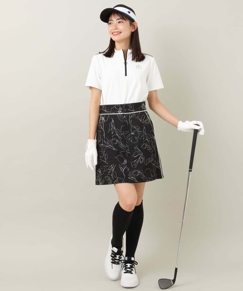 a.v.v（アーヴェヴェ）の「レディースゴルフウエア　フラワーモチーフプリントタイトスカート（スカート・レディース・ホワイト/ブラック・36/38/40）」の10枚目の写真