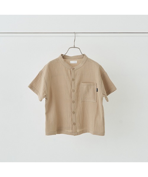 b・ROOM（ビールーム）の「スタンドカラービッグシャツ（シャツ/ブラウス・キッズ・アイボリー/ブルーグレー/モスグリーン/ベージュ/マスタード・100cm/110cm/120cm/130cm/140cm/150cm）」の3枚目の写真