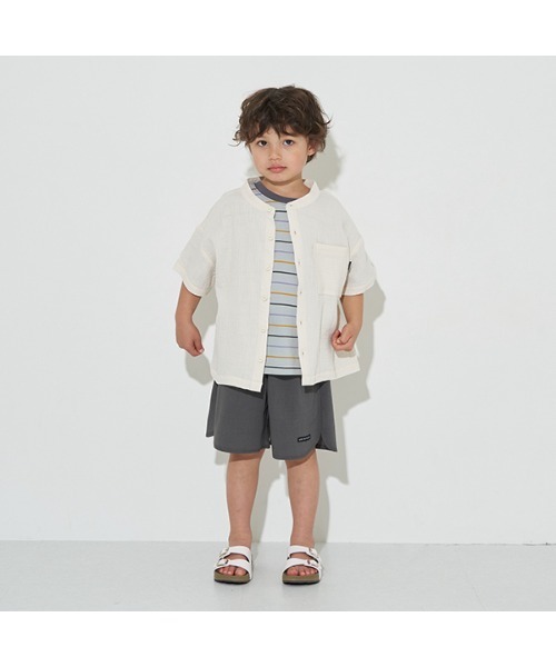 b・ROOM（ビールーム）の「スタンドカラービッグシャツ（シャツ/ブラウス・キッズ・アイボリー/ブルーグレー/モスグリーン/ベージュ/マスタード・100cm/110cm/120cm/130cm/140cm/150cm）」の9枚目の写真