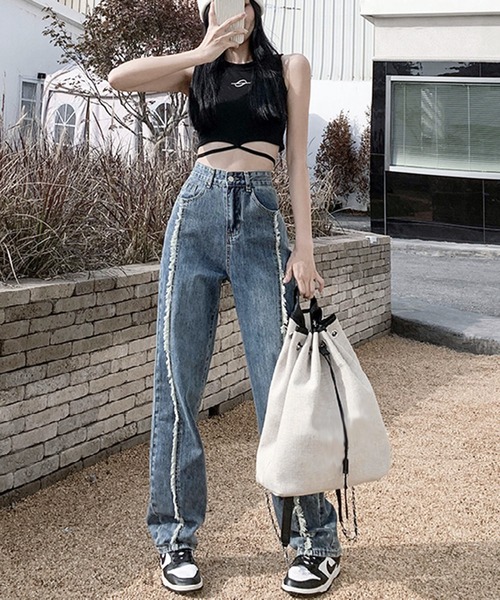 Jewelobe(ジュエローブ)の「センターラインデニムパンツ(デニムパンツ・レディース・ブルー・M/L)」の4枚目の写真